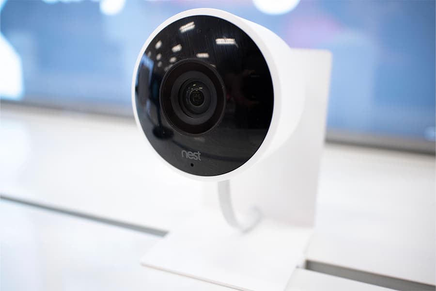 white google nest camera up close shot